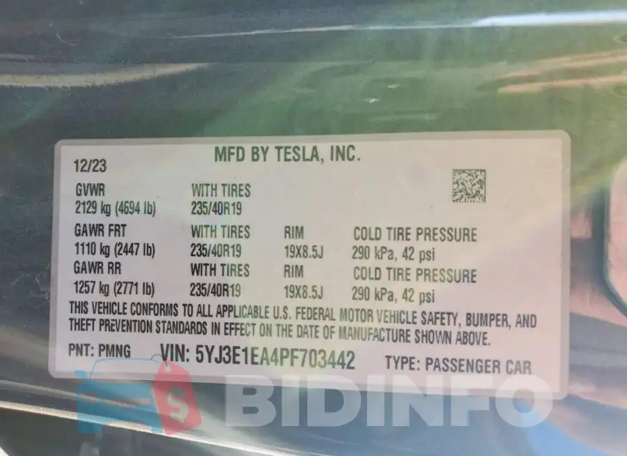 5YJ3E1EA4PF703442 Photo# 12
