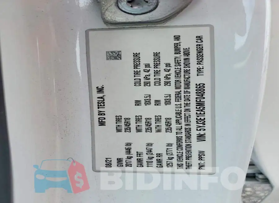 5YJ3E1EA5MF048865 Photo# 12