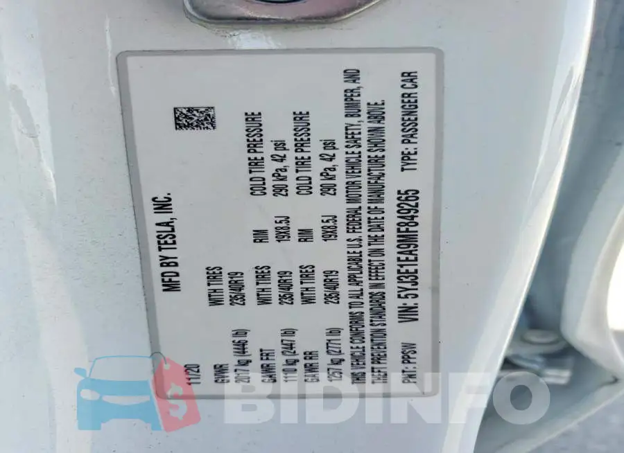 5YJ3E1EA9MF849265 Photo# 12