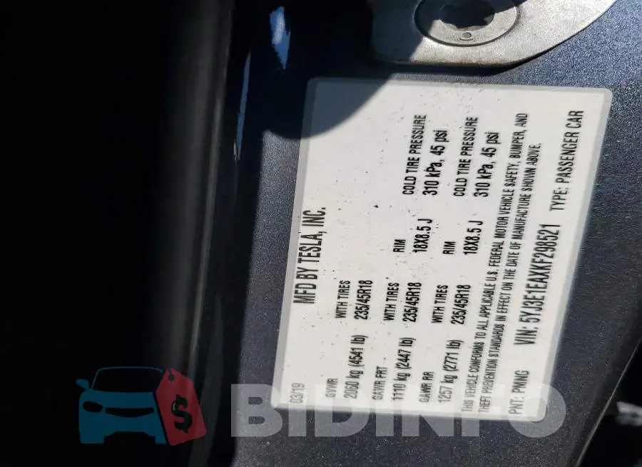 5YJ3E1EAXKF298521 Photo# 13