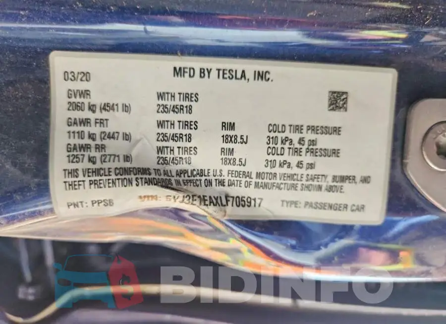 5YJ3E1EAXLF705917 Photo# 12
