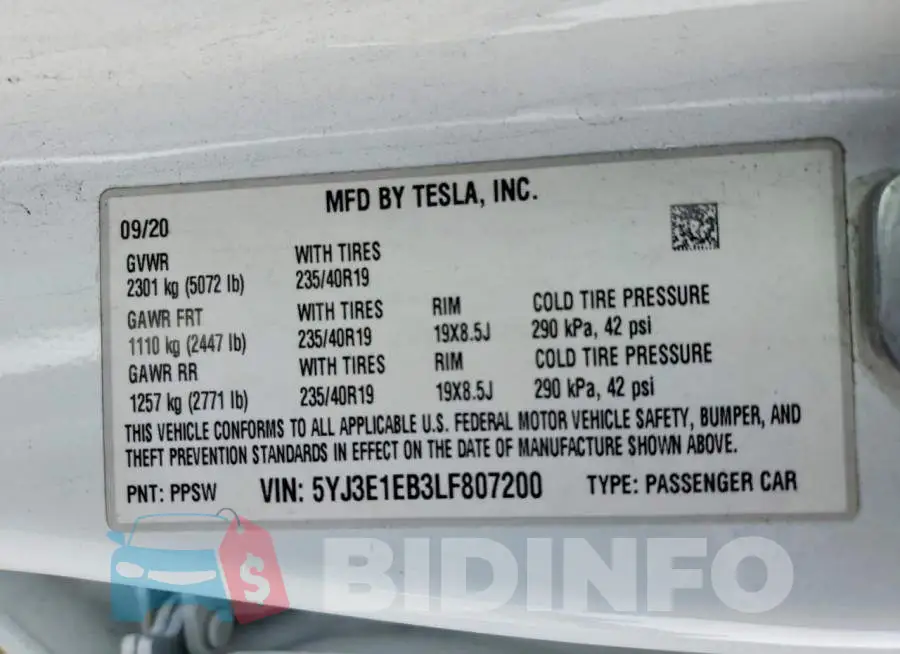 5YJ3E1EB3LF807200 Photo# 12