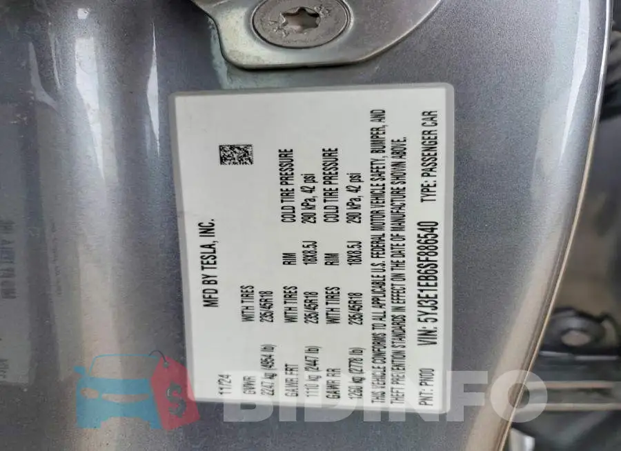5YJ3E1EB6SF886540 Photo# 13