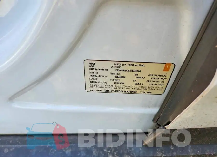 5YJXCDE22LF249767 Photo# 12