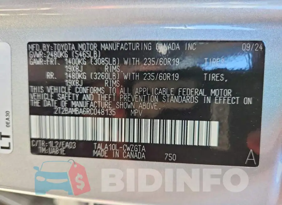 2T2BAMBA6RC048135 Photo# 13