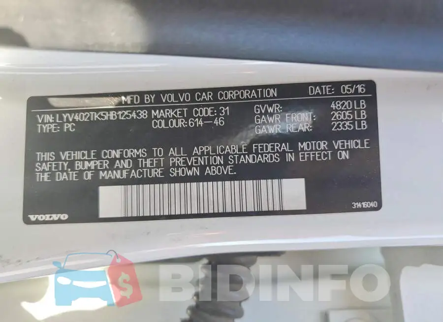 LYV402TK5HB125438 Photo# 12