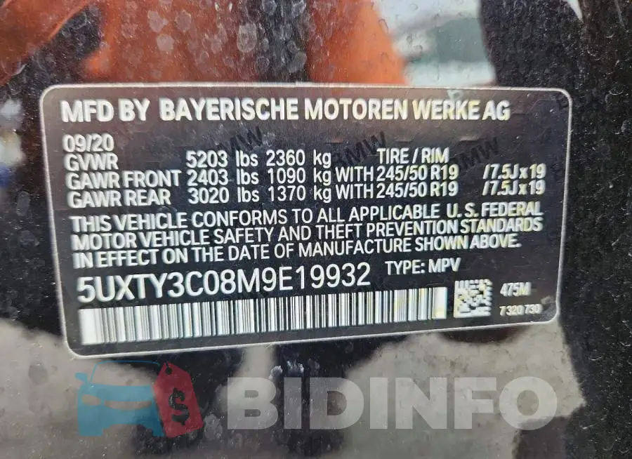5UXTY3C08M9E19932 Photo# 13