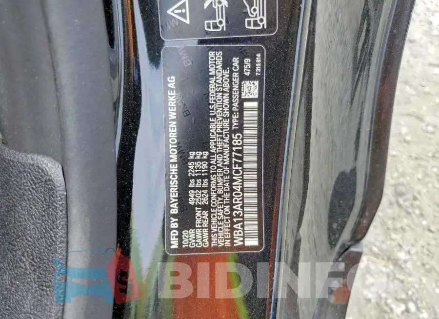 WBA13AR04MCF77185 Photo# 12