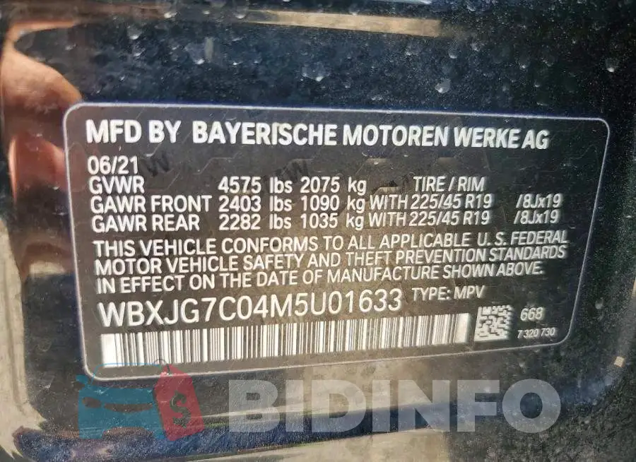 WBXJG7C04M5U01633 Photo# 12