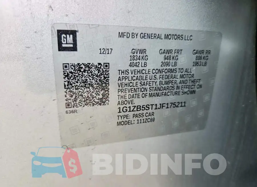 1G1ZB5ST1JF175211 Photo# 12