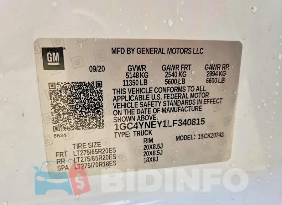 1GC4YNEY1LF340815 Photo# 12