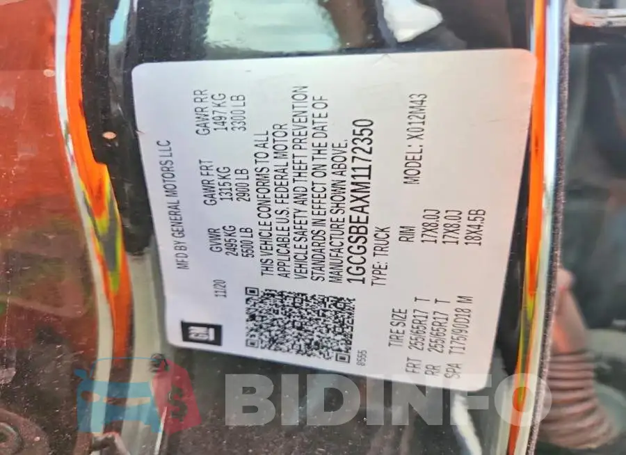 1GCGSBEAXM1172350 Photo# 12