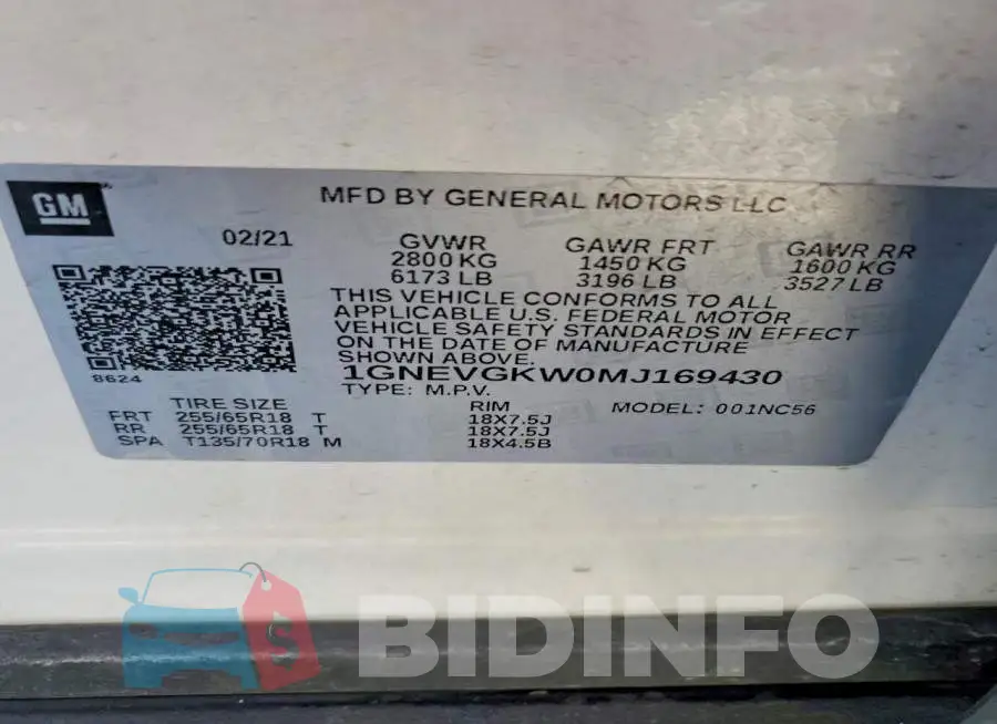 1GNEVGKW0MJ169430 Photo# 13