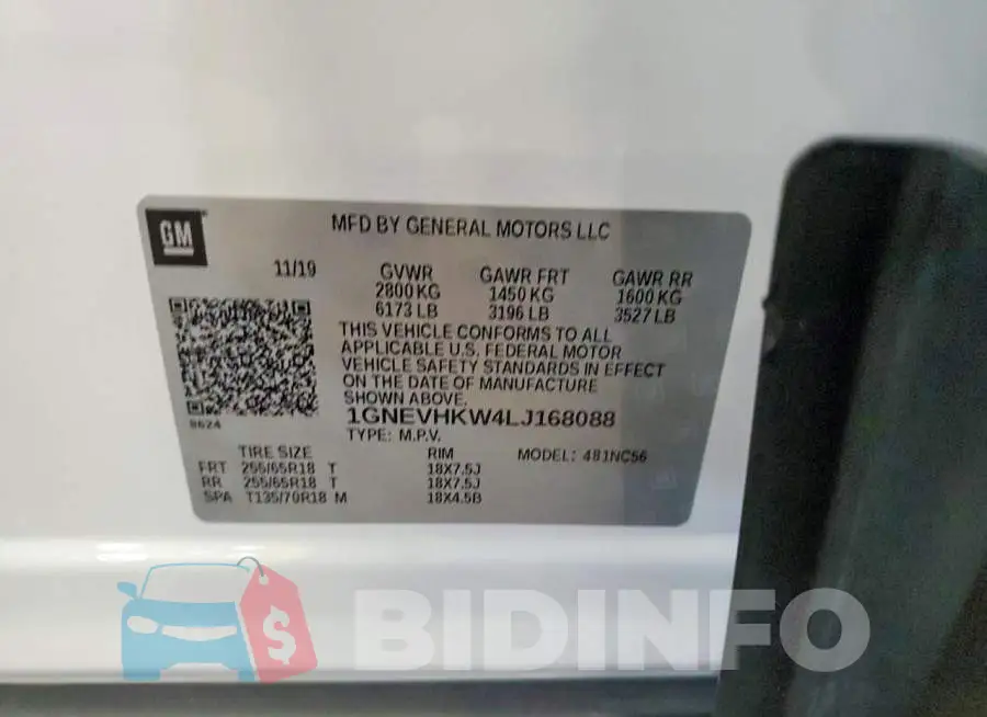 1GNEVHKW4LJ168088 Photo# 13