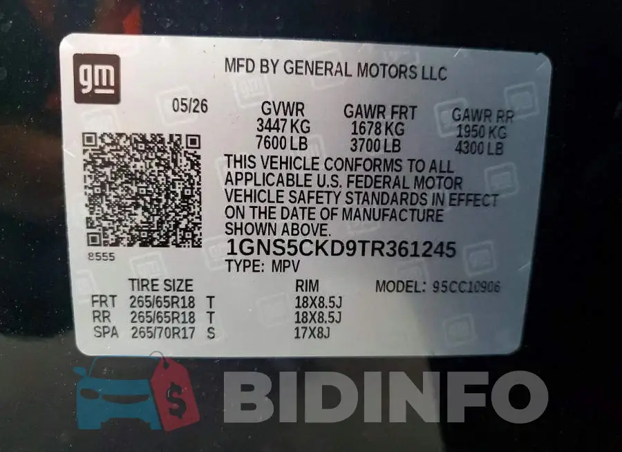 1GNS5CKD9TR361245 Photo# 13