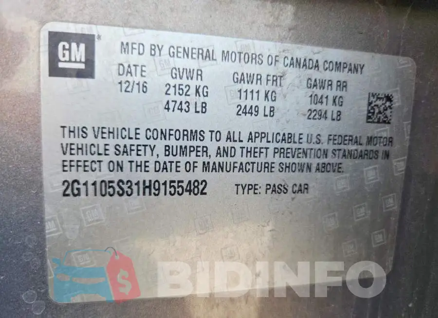 2G1105S31H9155482 Photo# 12