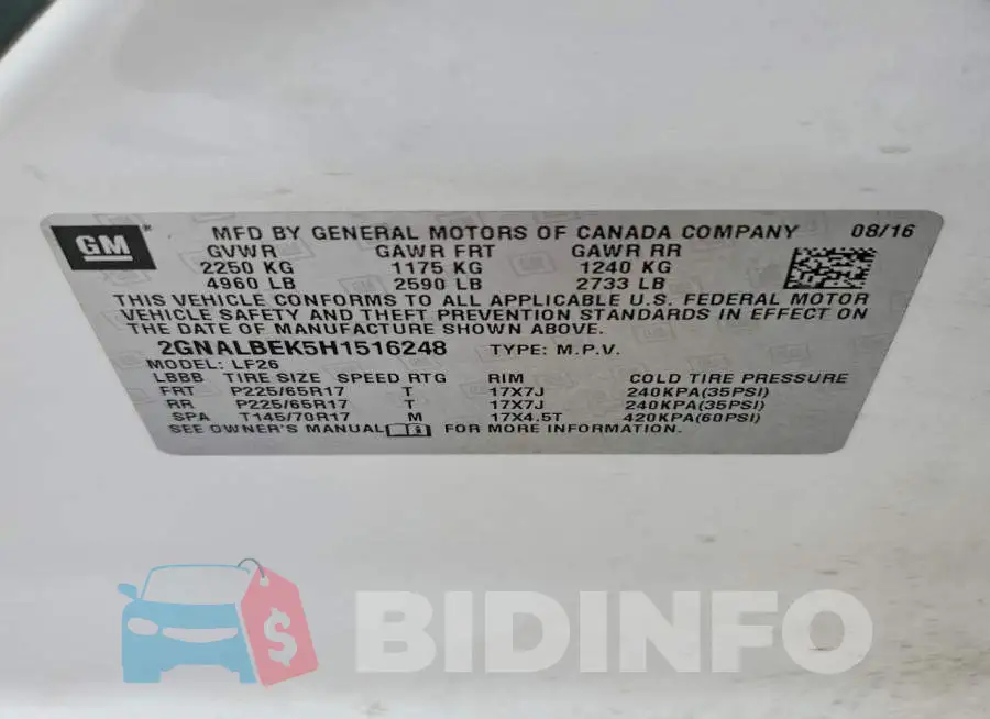2GNALBEK5H1516248 Photo# 13