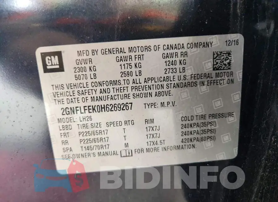 2GNFLFEK0H6269267 Photo# 13