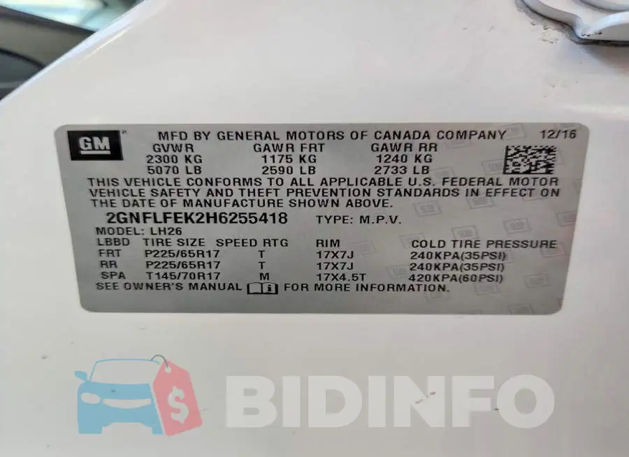 2GNFLFEK2H6255418 Photo# 13