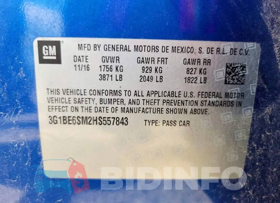 3G1BE6SM2HS557843 Photo# 12