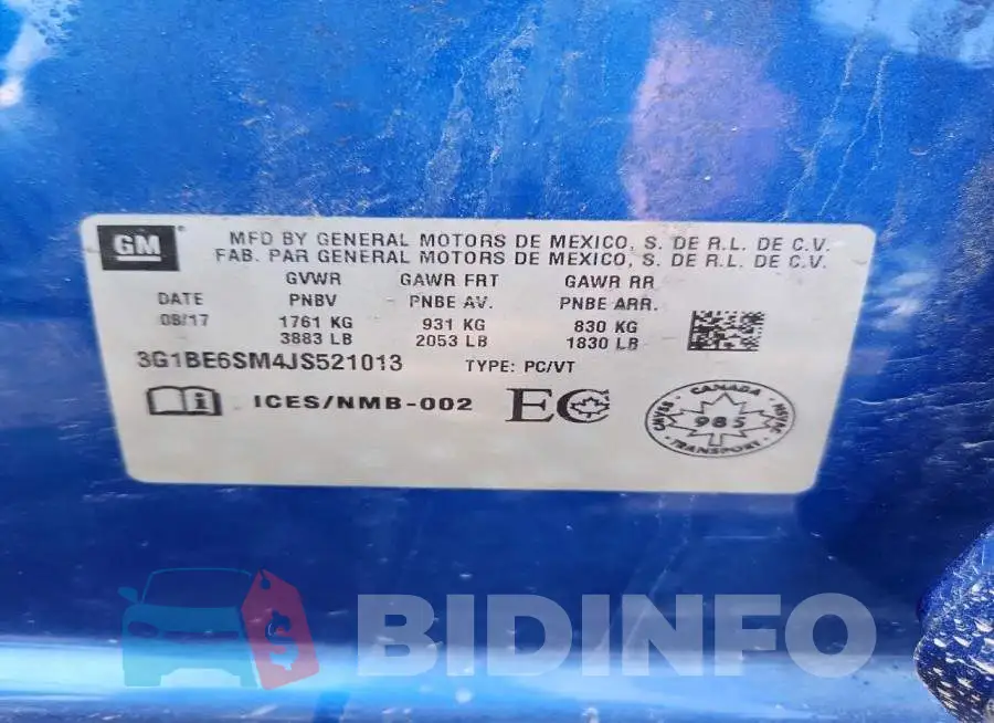 3G1BE6SM4JS521013 Photo# 12
