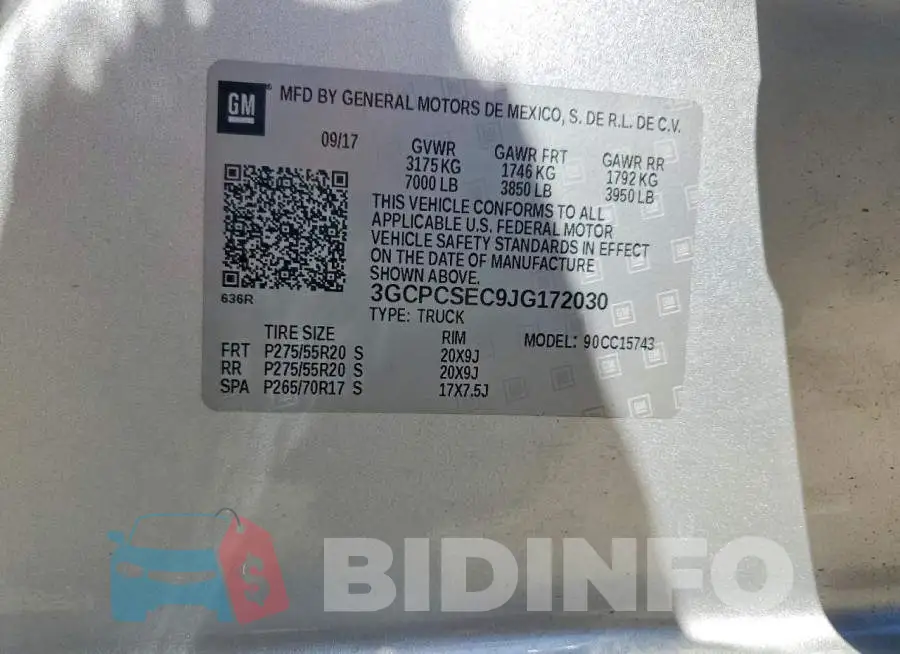 3GCPCSEC9JG172030 Photo# 13