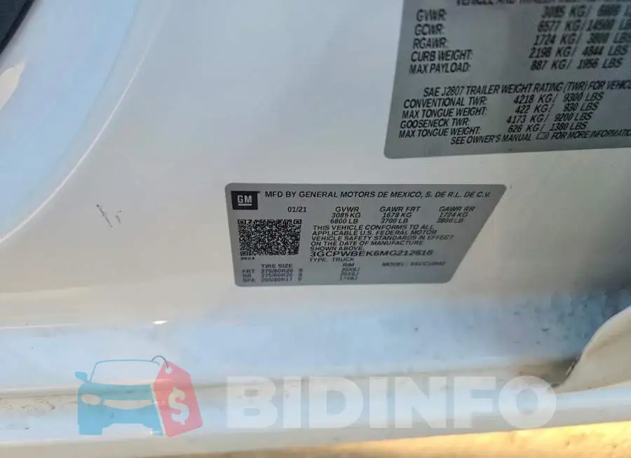 3GCPWBEK6MG212616 Photo# 12