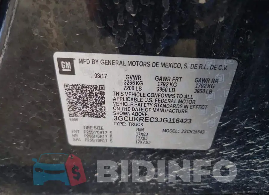 3GCUKREC3JG116423 Photo# 12