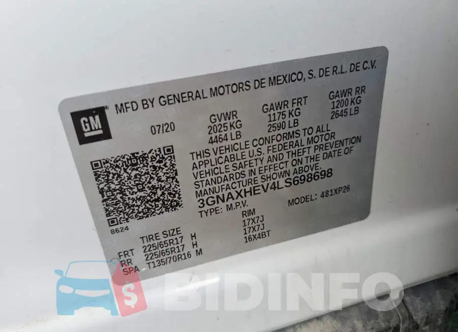 3GNAXHEV4LS698698 Photo# 13
