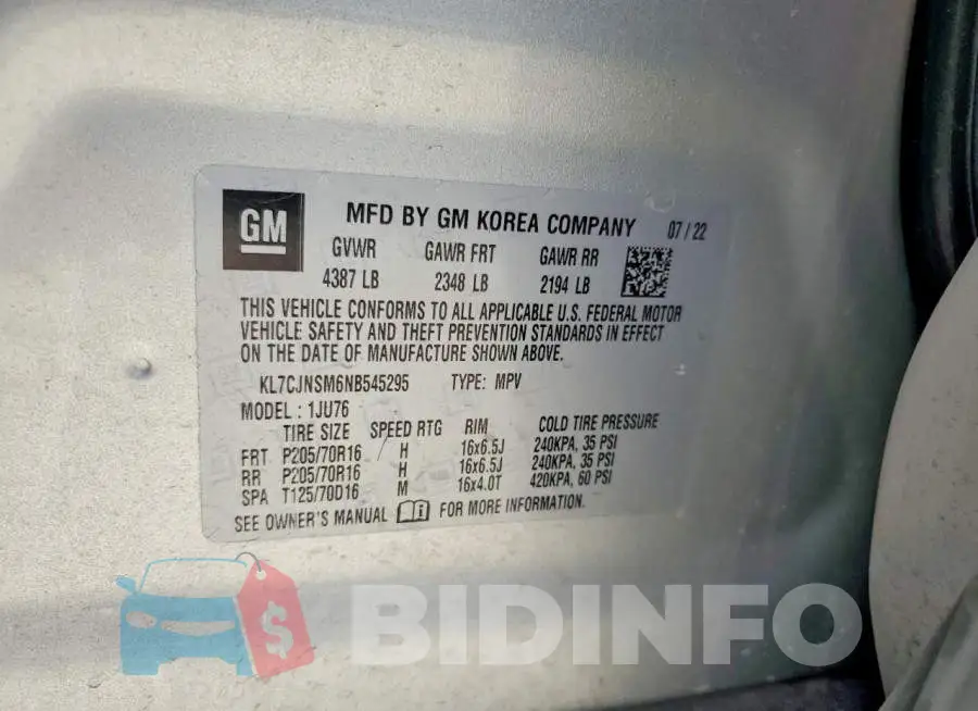 KL7CJNSM6NB545295 Photo# 13