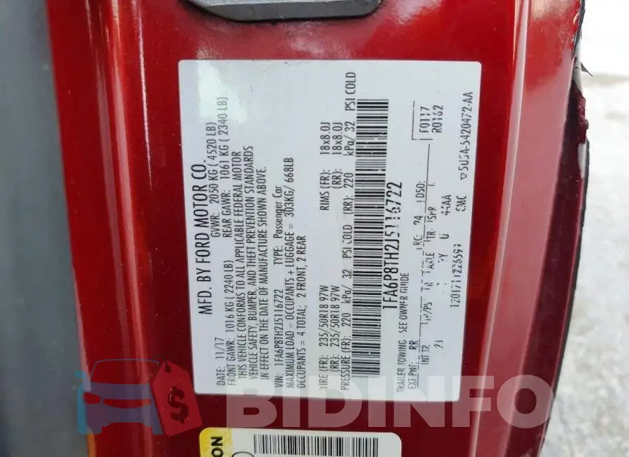 1FA6P8TH2J5116722 Photo# 12