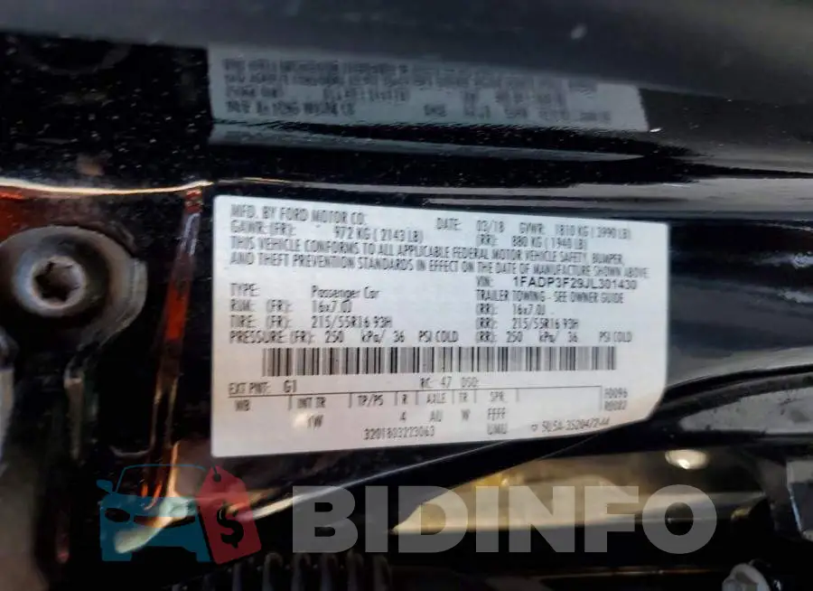 1FADP3F29JL301430 Photo# 12