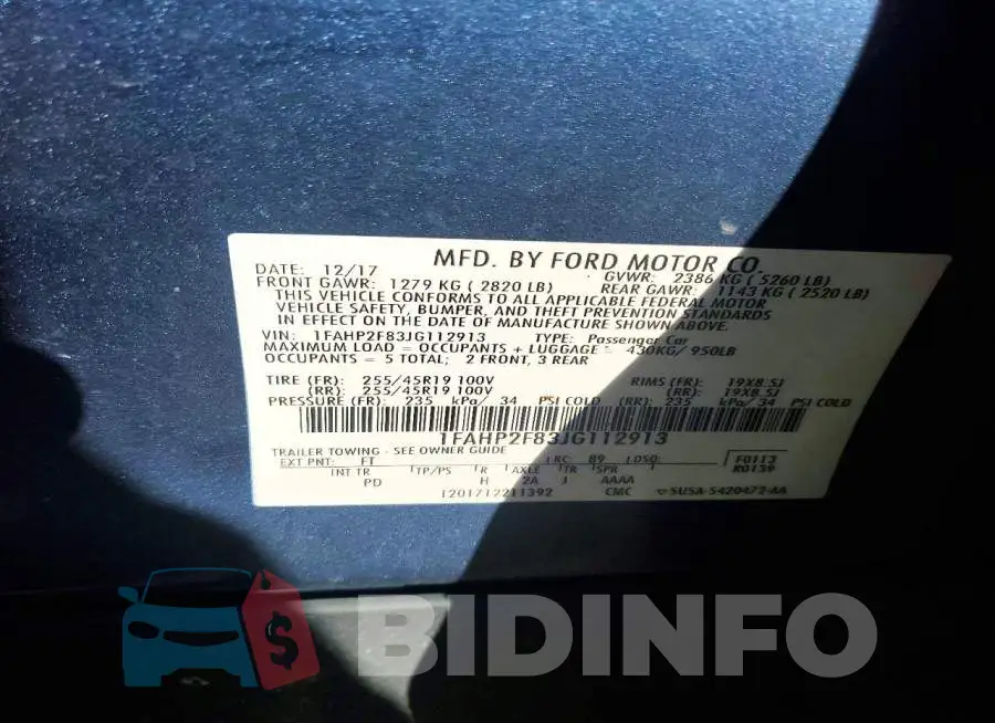 1FAHP2F83JG112913 Photo# 12