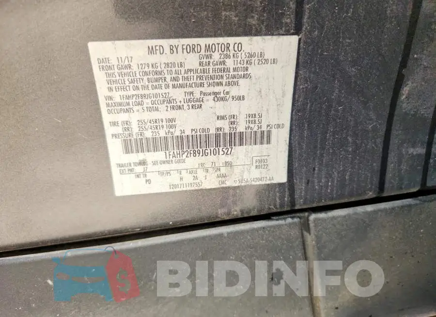 1FAHP2F89JG101527 Photo# 12