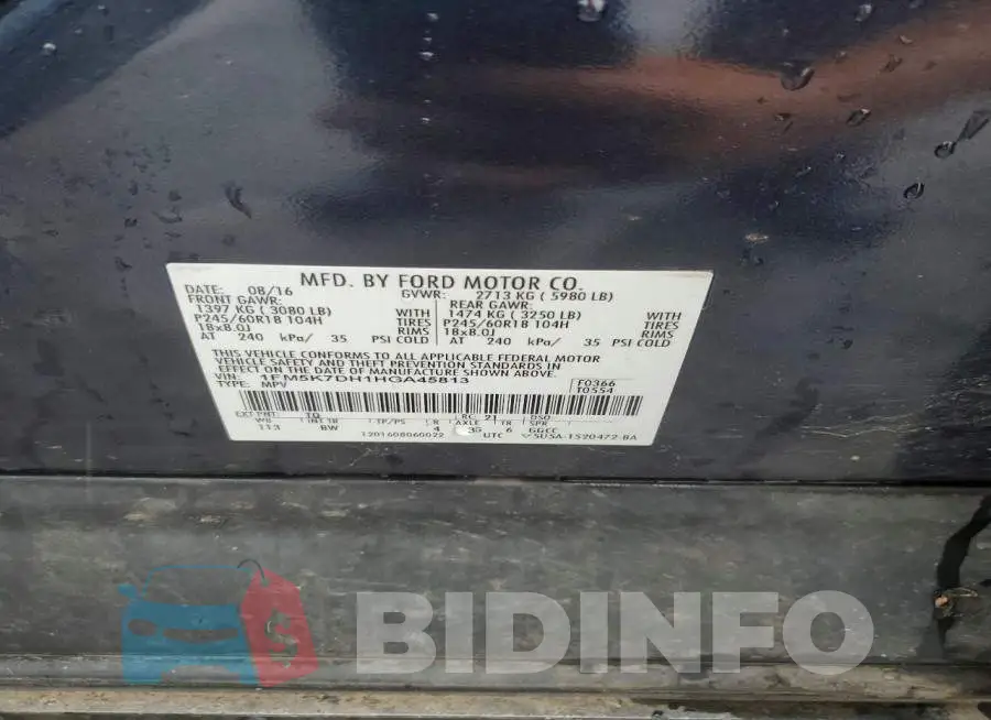 1FM5K7DH1HGA45813 Photo# 13