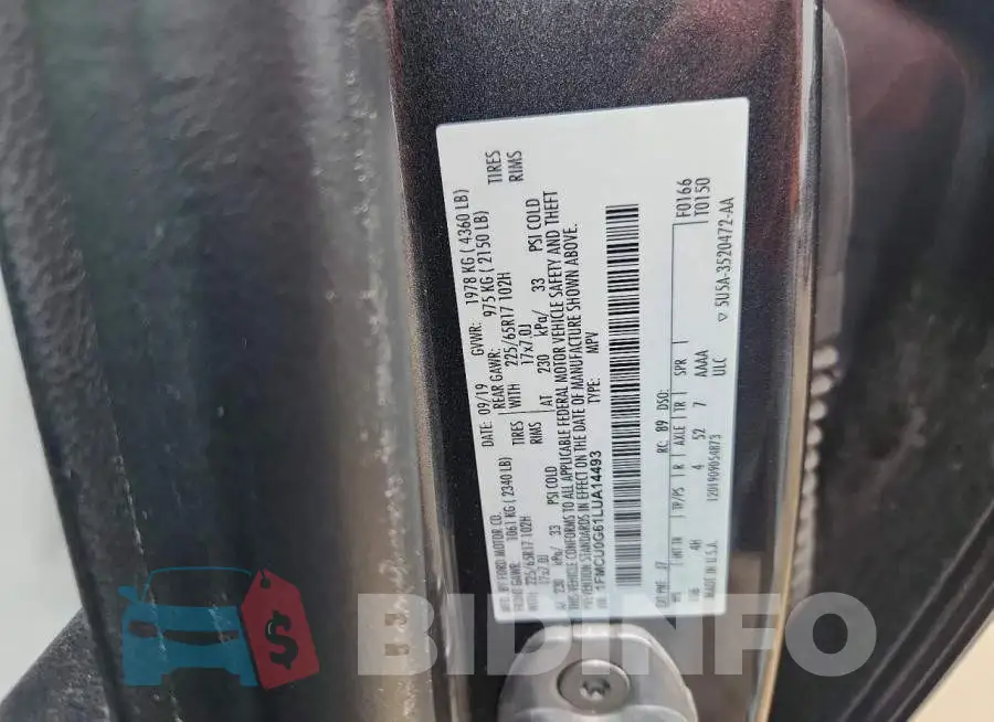 1FMCU0G61LUA14493 Photo# 12