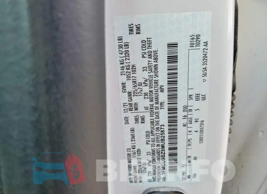 1FMCU9BZ8MUB25873 Photo# 13