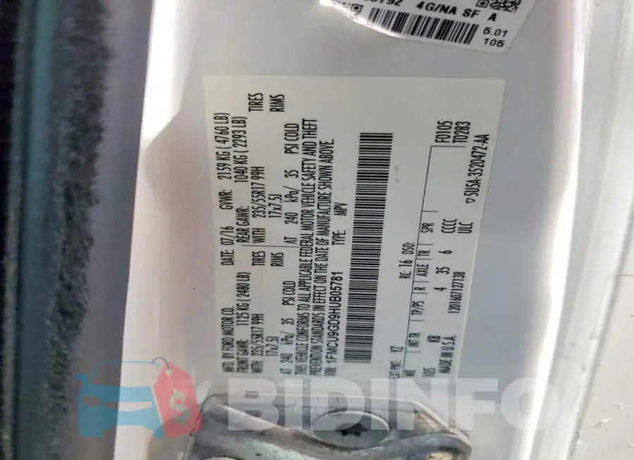 1FMCU9GD9HUB05781 Photo# 13