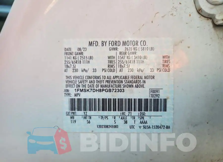 1FMSK7DH8PGB72303 Photo# 13