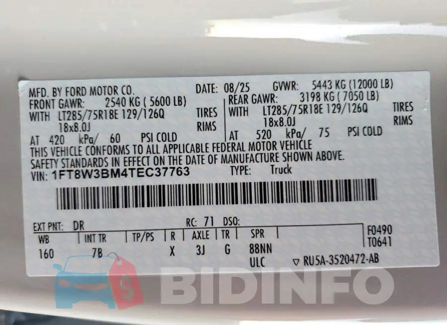 1FT8W3BM4TEC37763 Photo# 12