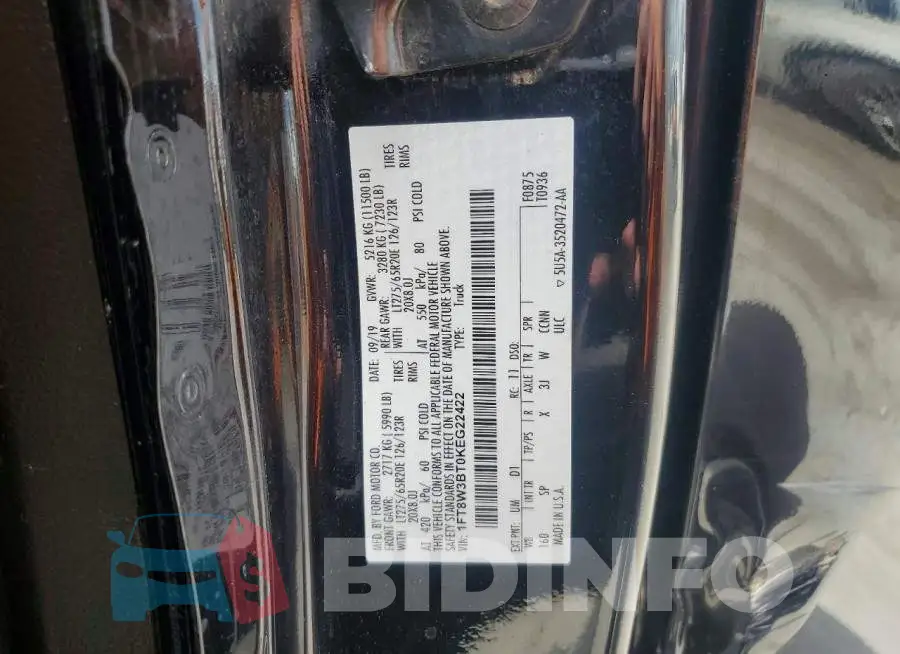 1FT8W3BT0KEG22422 Photo# 12