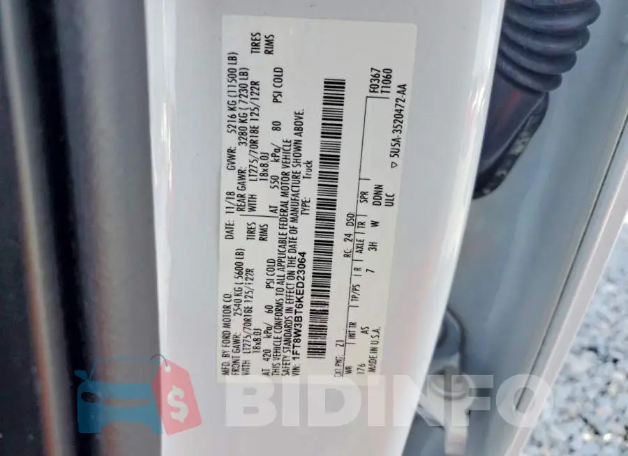 1FT8W3BT6KED23064 Photo# 12
