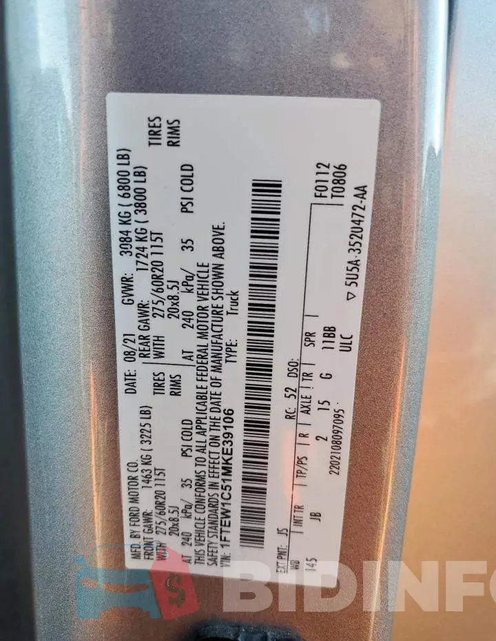 1FTEW1C51MKE39106 Photo# 12