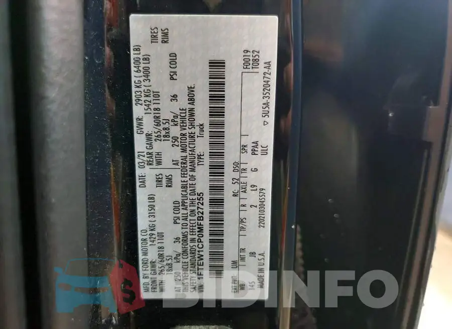 1FTEW1CP0MFB27255 Photo# 12