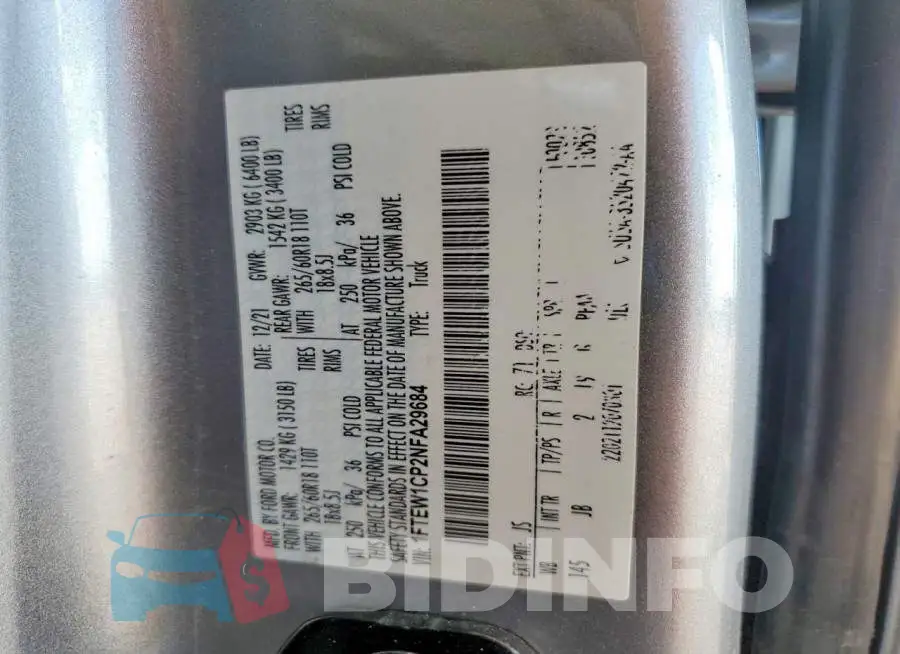 1FTEW1CP2NFA29684 Photo# 13