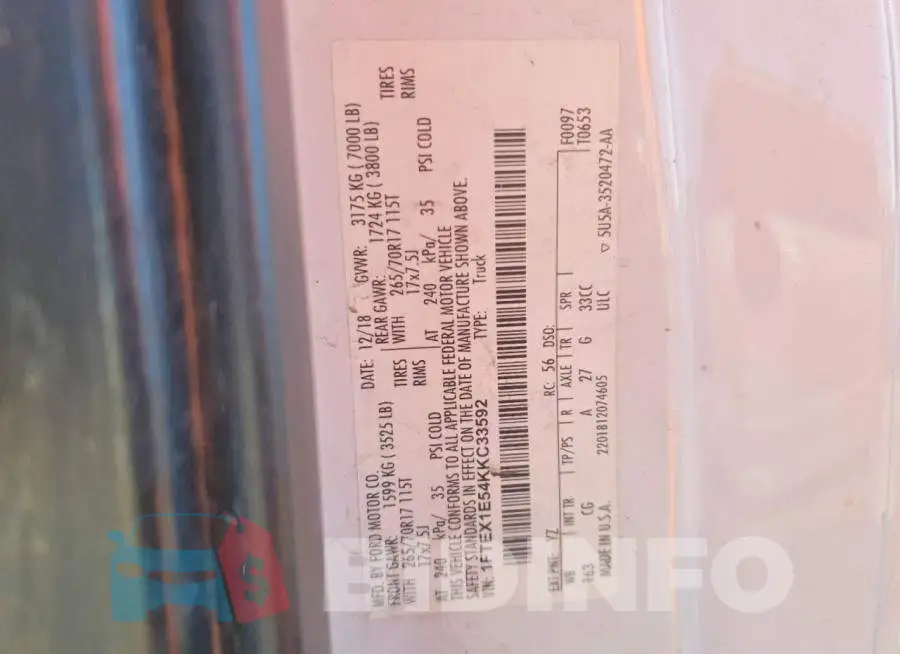 1FTEX1E54KKC33592 Photo# 12