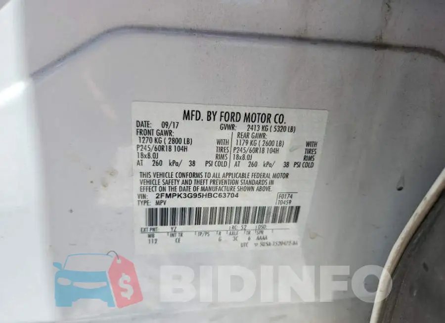 2FMPK3G95HBC63704 Photo# 13