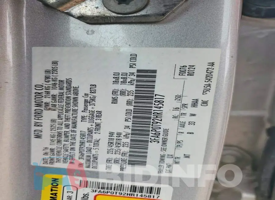 3FA6P0T92HR145817 Photo# 12
