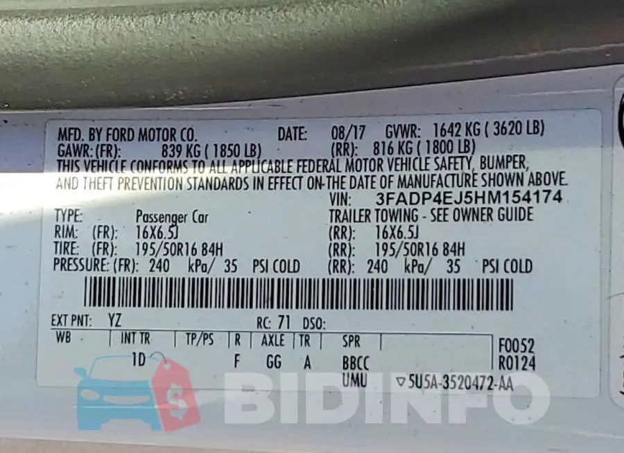 3FADP4EJ5HM154174 Photo# 12