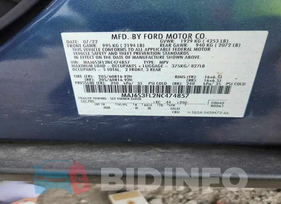 MAJ6S3FL2NC474857 Photo# 13